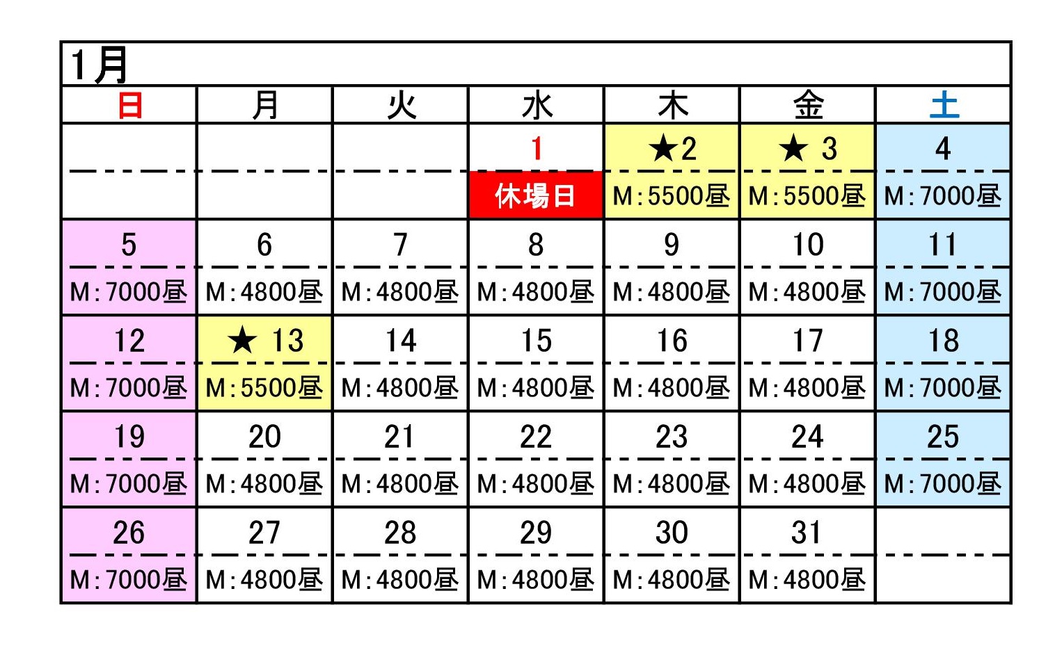 メンバー料金表