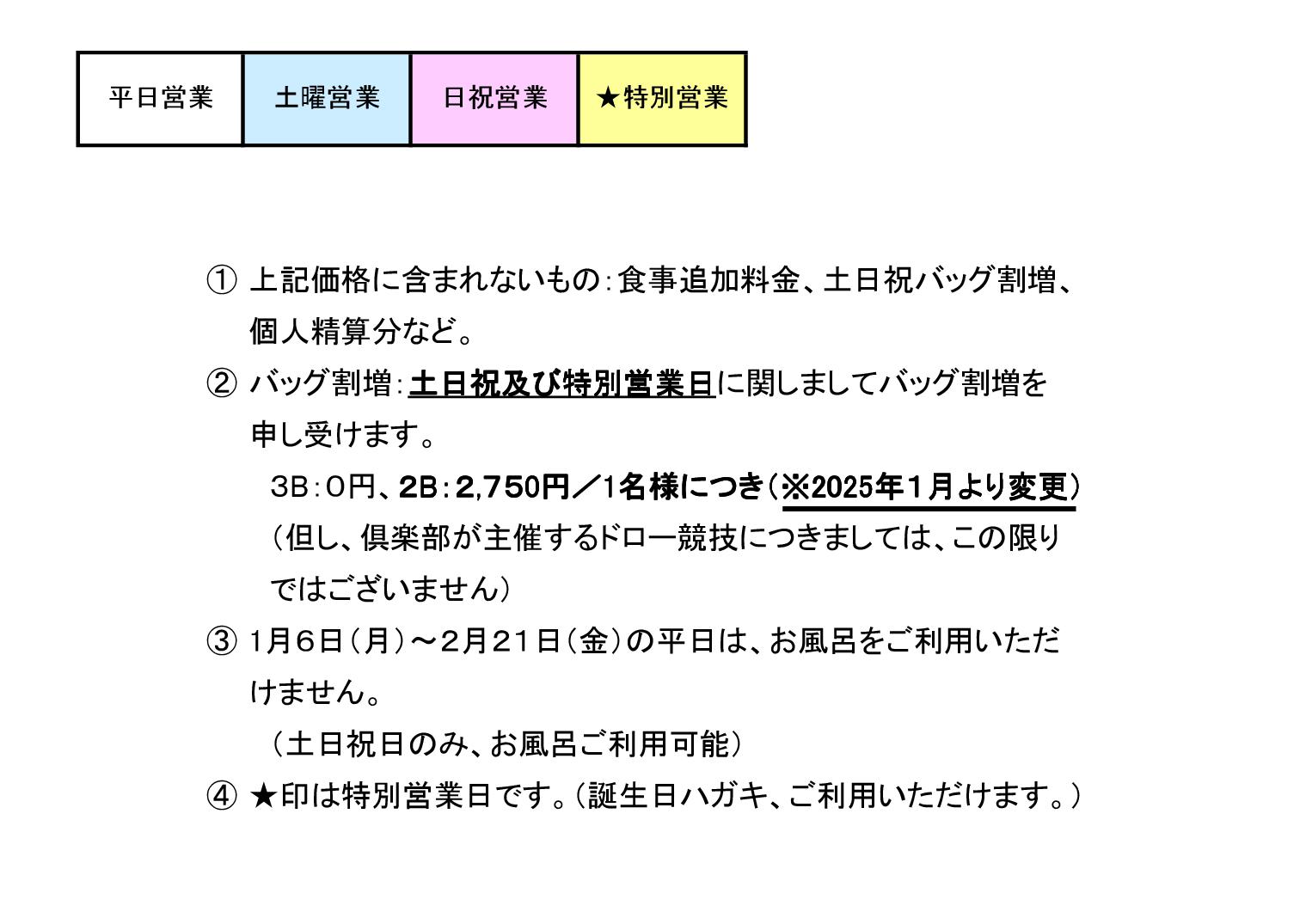 メンバー料金表