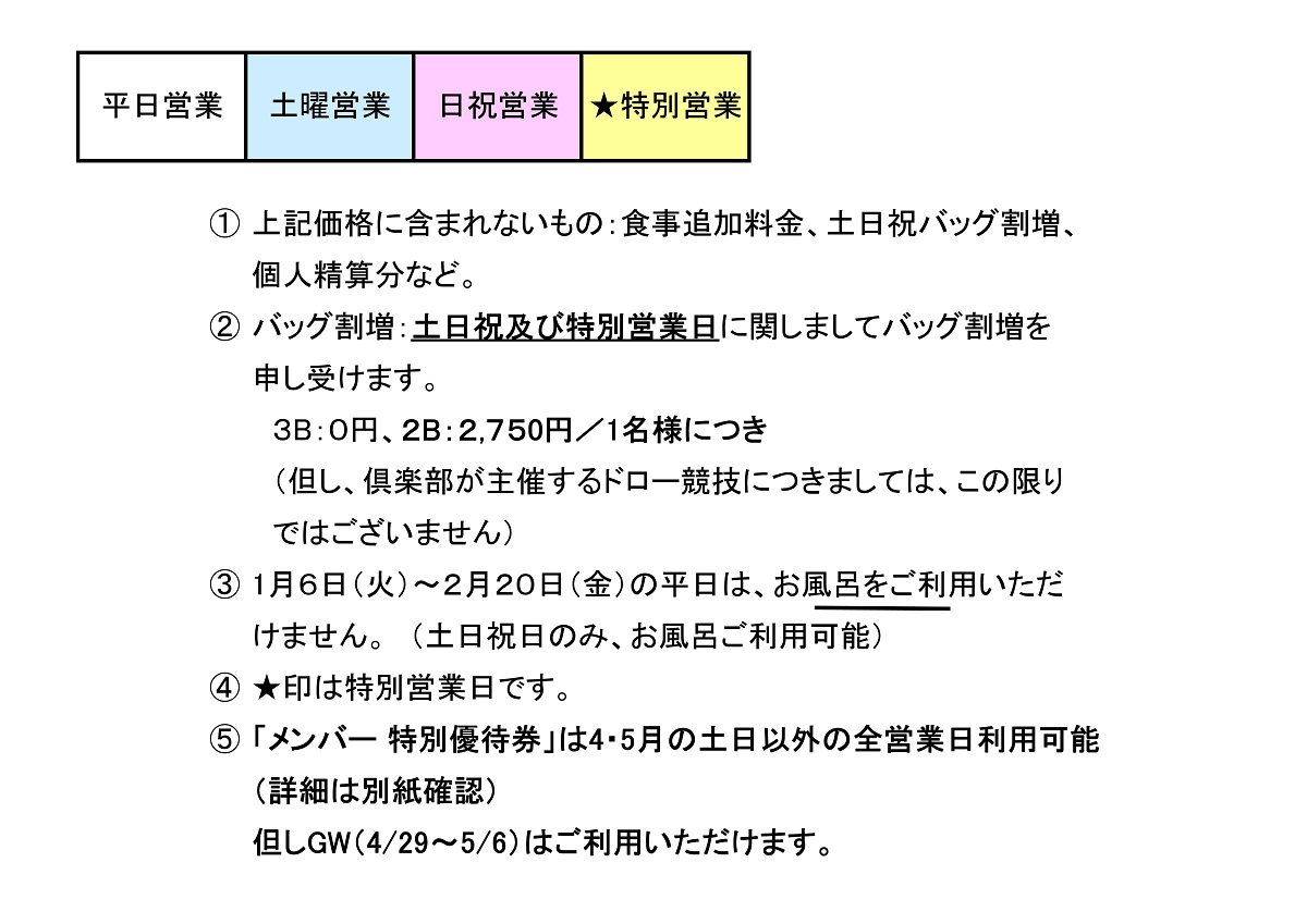 メンバー料金表